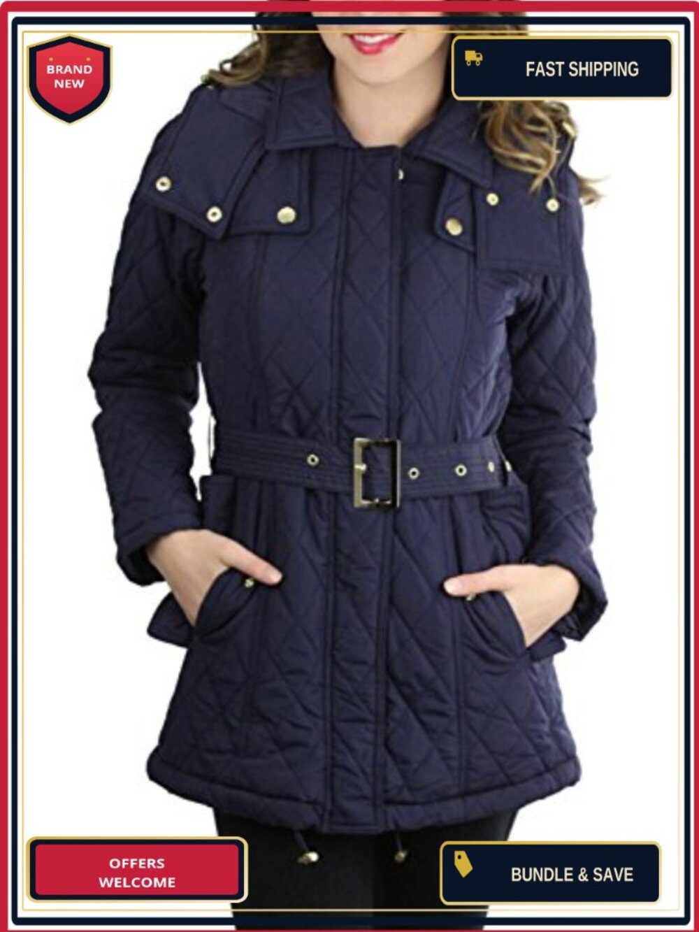 Women's Lightweight Quilted Anorak Jacket Fully Lined Drawstring Waist with Hood